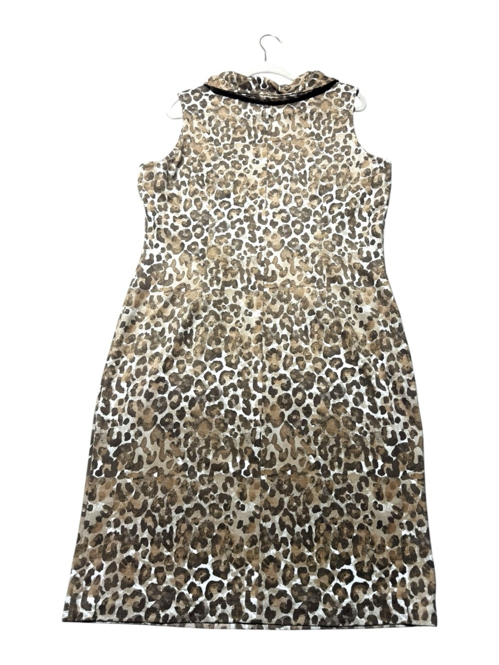 J. McLaughlin Women’s XL Soft Leopard Print Dress Knee Length Velour Brown Tan - Picture 7 of 9